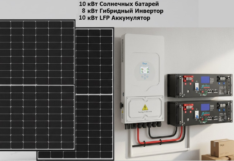 Автономная солнечная электростанция 10 кВт с литий железофосфатным аккумулятором Vektor LFP 51.2-100M  &mdash; GWS Energy