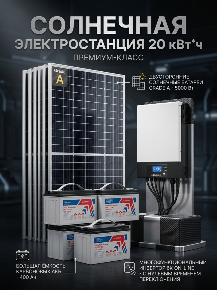 Автономная солнечная электростанция 20 кВт*ч/сутки*, для дома 150 м2  &mdash; GWS Energy
