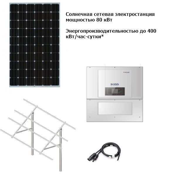 Солнечная сетевая электростанция 80 кВт (до 420 КВт/час-сутки*) 