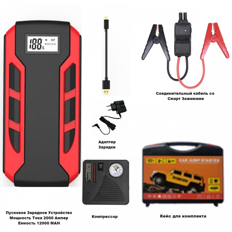 Пусковое Зарядное Устройство с Компрессором и Смарт Зажимами — GWS Energy