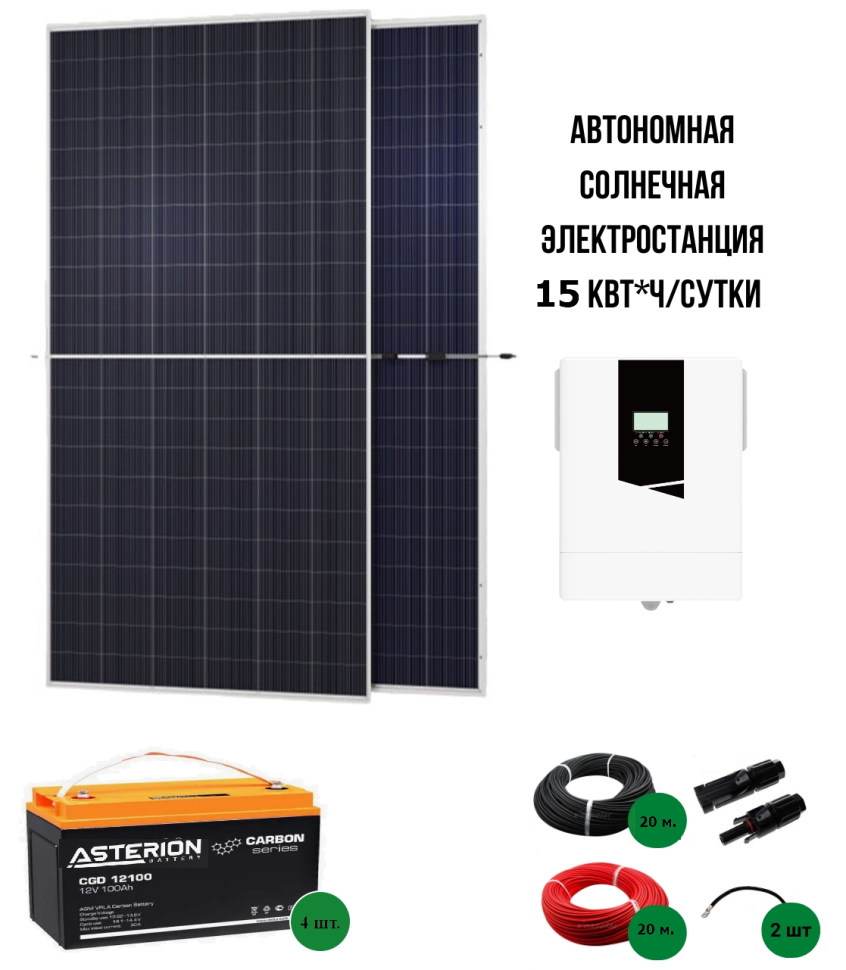 Автономная солнечная электростанция 15 кВт*ч/сутки*, для дома 100 м2  фото 1 &mdash; GWS Energy