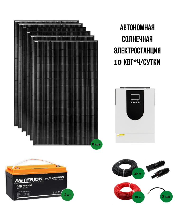 Автономная солнечная электростанция 10 кВт*ч/сутки*, для дома 75 м2  повышенного резерва  &mdash; GWS Energy