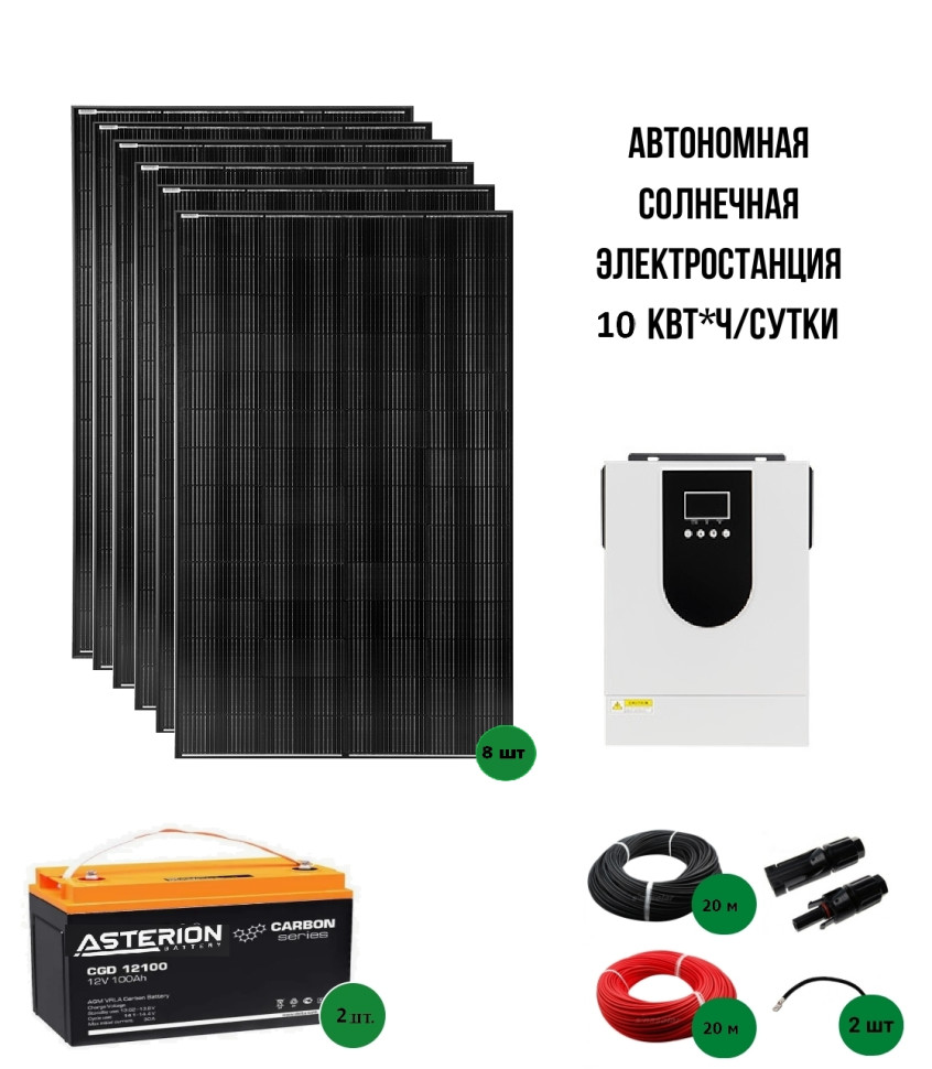 Автономная солнечная электростанция 10 кВт*ч/сутки*, для дома 75 м2  повышенного резерва  фото 1 &mdash; GWS Energy