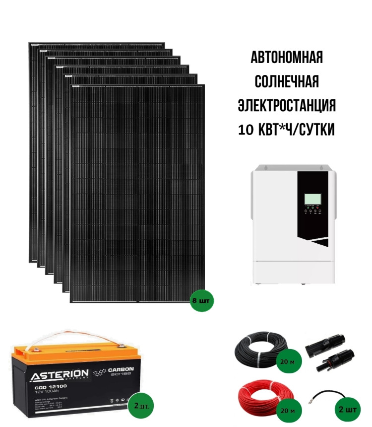 Автономная солнечная электростанция 10 кВт*ч/сутки*, для дома 75 м2  повышенного резерва  &mdash; GWS Energy