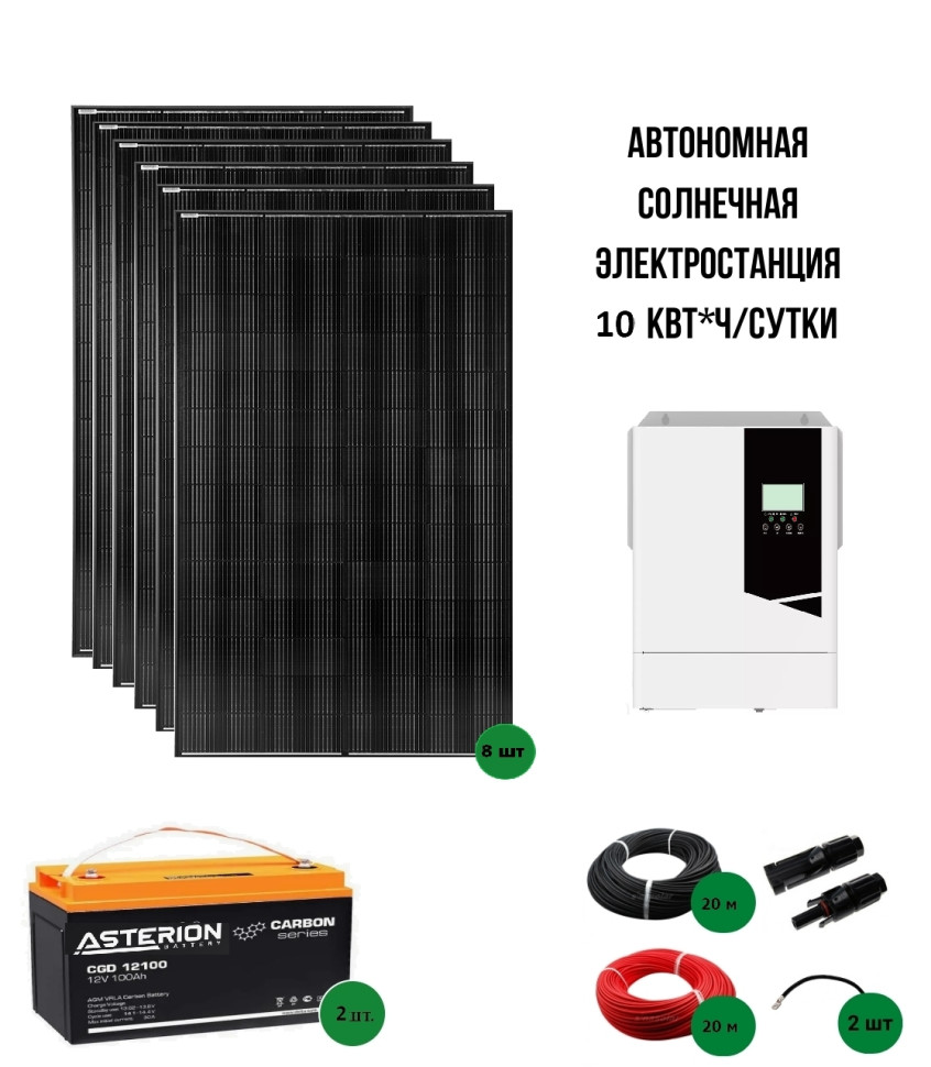 Автономная солнечная электростанция 10 кВт*ч/сутки*, для дома 75 м2  повышенного резерва  фото 1 &mdash; GWS Energy