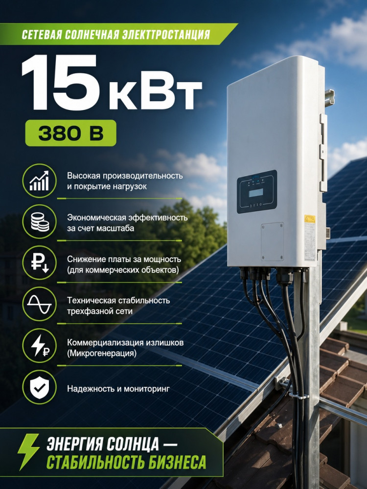 Солнечная сетевая электростанция 15 кВт 380 V &mdash; GWS Energy