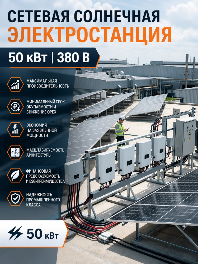 Солнечная сетевая электростанция 50 кВт  &mdash; GWS Energy