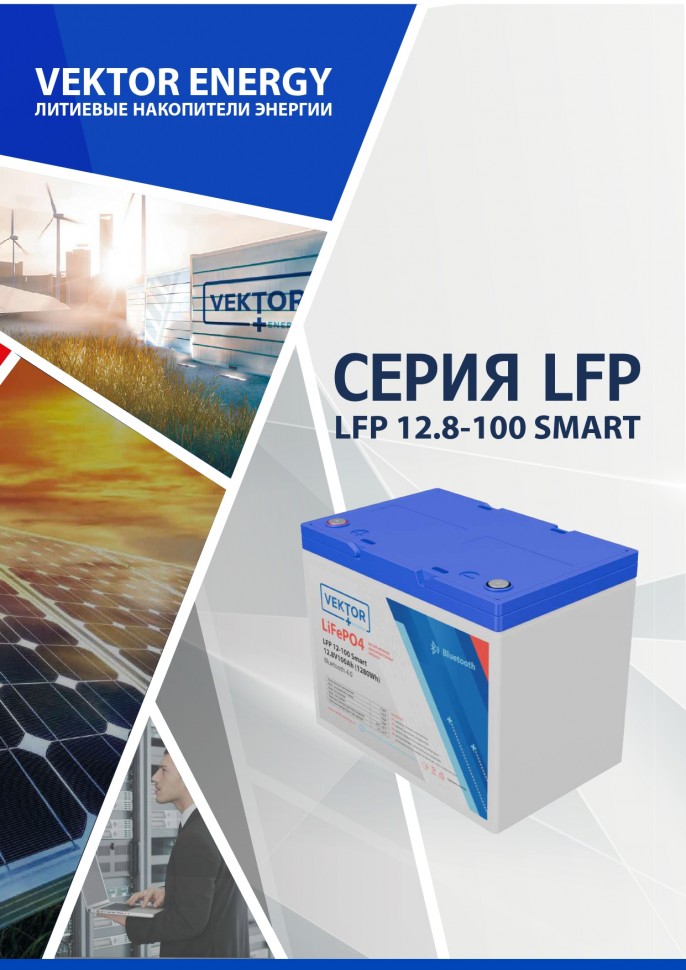 Аккумулятор Vektor Energy LFP 12,8-100 Smart BMS 100A фото 1 — GWS Energy