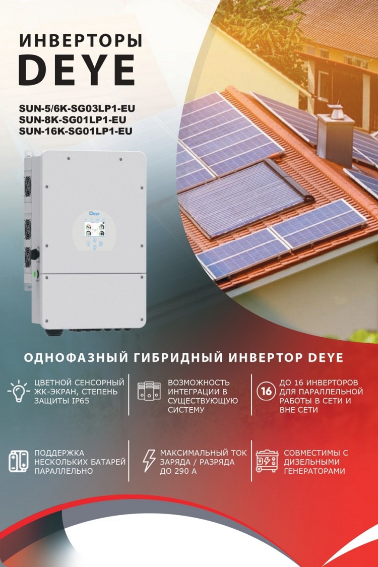 Гибридный инвертор DEYE SUN-5К-SG03LP1-EU &mdash; GWS Energy
