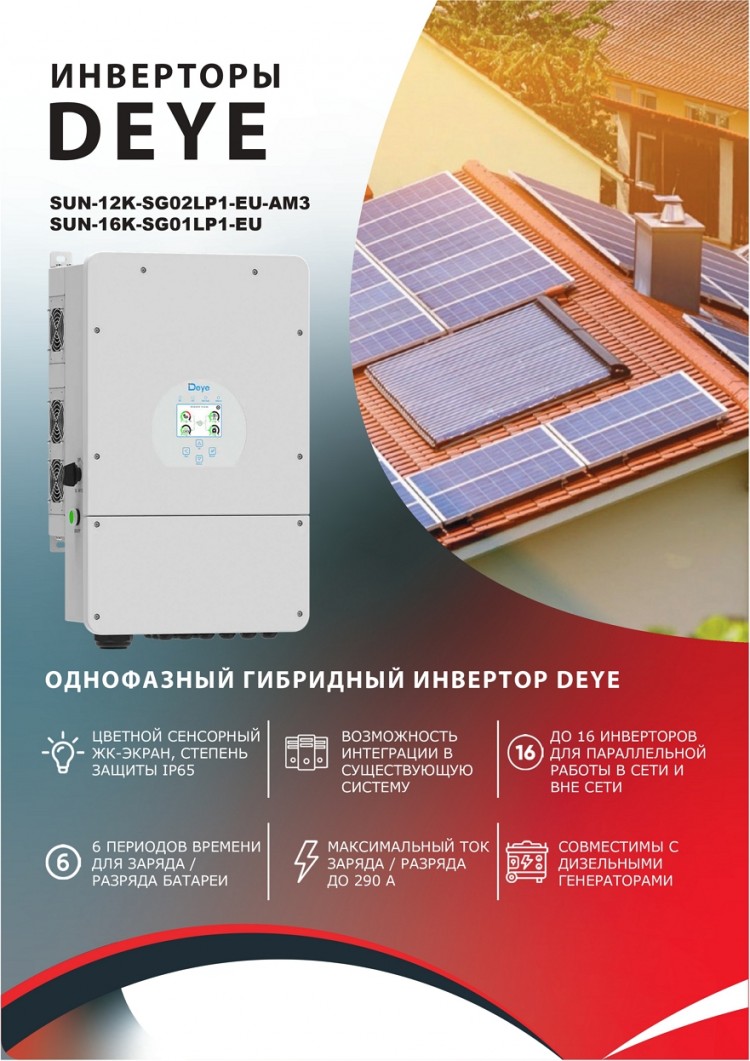 Гибридный инвертор Deye SUN-12K-SG02LP1-EU-AM3-P &mdash; GWS Energy