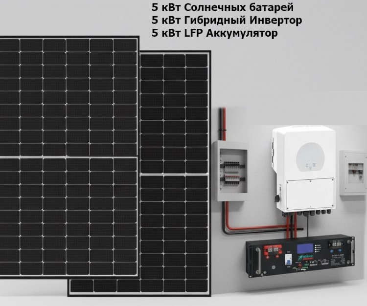 Автономная солнечная электростанция 5 кВт с литий железофосфатным аккумулятором Vektor LFP 51.2-100M  — GWS Energy