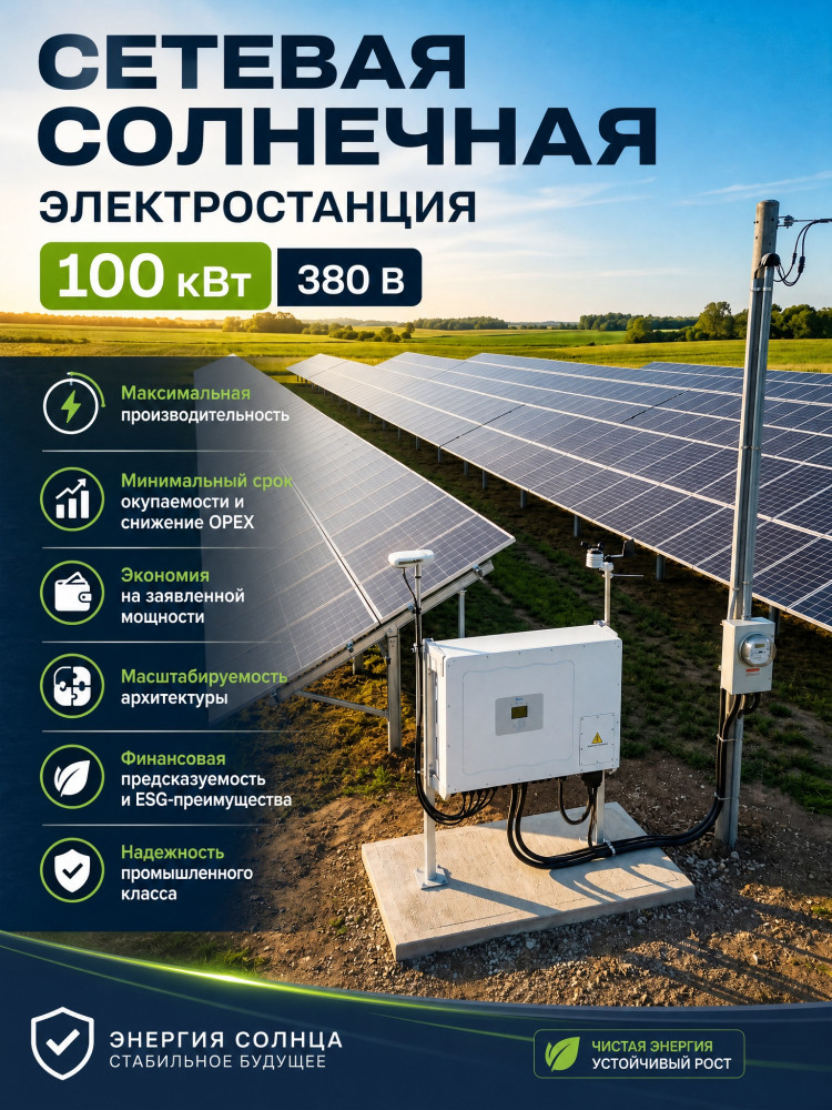 Солнечная сетевая электростанция 100 кВт (до 530 КВт/час-сутки*) &mdash; GWS Energy