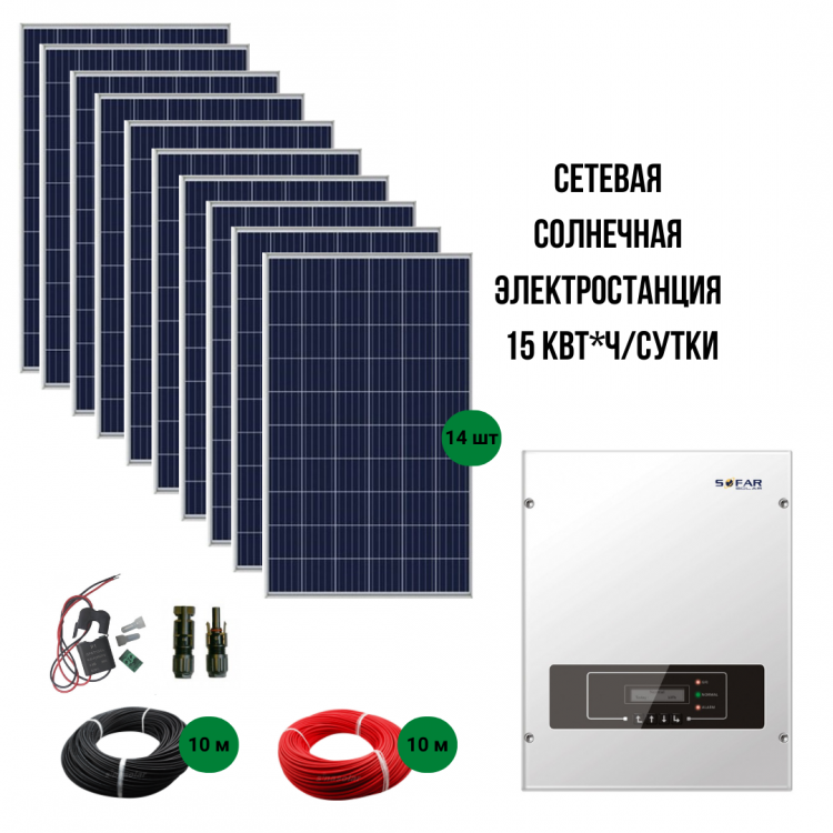 Комплект солнечных батарей для дома. Вариант №4 (Рсп=1,5 кВт, Рн=4,0 кВт)